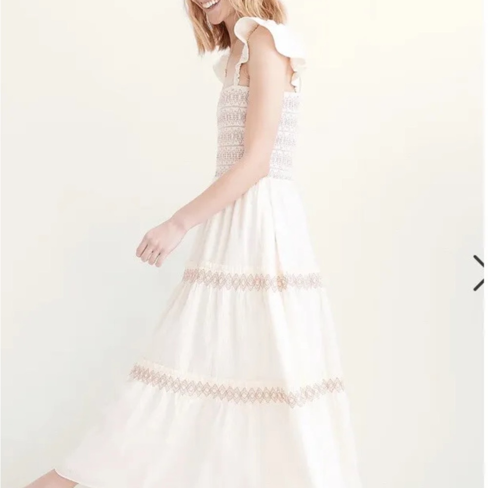 Madewell Lucie Smocked Tiered Midi Dress Medium M - Picture 4 of 6